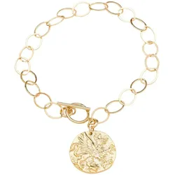 Gemshine Armband 'Münze Pegasus Pferd Antique' gold coloured Hellbraun Damen 