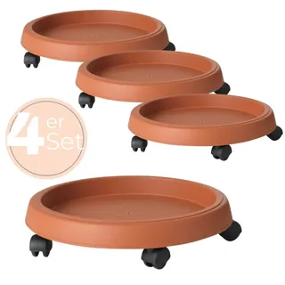GarPet 4x Pflanzenroller Outdoor Wetterfest Rollbrett Pflanzen Blumentopf Untersetzer mit Rollen Pflanzenroller Rund Blumenroller 30 cm