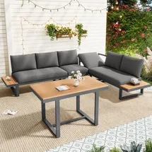 stilvora Gartenlounge-Set 4-tlg. Grau/Schwarz