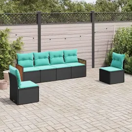 vidaXL Gartensofa-Set 6-tlg. schwarz