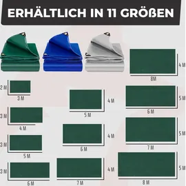 Rotfuchs Premium Abdeckplane mit Ösen 400 x 500 cm, 20m2 - 700 g/m2 PVC RipStop-Gewebe Reißfest & Wasserdicht Universell für Pool, LKW, Holz Gartenmöbel Abdeckung, Gewebeplane Grün 400 x 500 cm