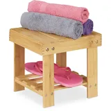 Relaxdays Fußbank Bambus, bis 100 kg, Stabiler Tritthocker, Kinderhocker Bad, Fußhocker, HxBxT: 24,5 x 25 x 27 cm, natur