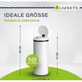 Juskys Automatik Mülleimer mit Sensor - Weiß