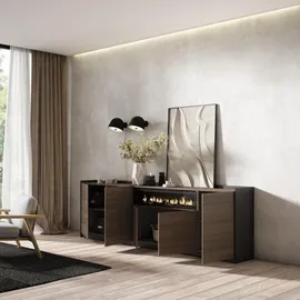 SKRAUT HOME Highboard 260 x 80 x 37 cm Dunkler Eiche / Schwarz