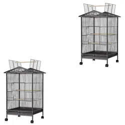 Set 2x Vogelkäfig mit Rollen Divit PL9 Voliere mit Schmutzwanne 45 x 45 x 97 cm schwarz NEW