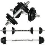 HOMCOM Hantelset 2er Kurzhantel Set 2 Kurzhanteln Langhanteln verstellbar bis 20 KG Hanteln Set Dumbbell mit Verbindungsrohr Kurzhantelset für Krafttraining Zuhause Fitnessstudio