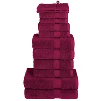 VidaXL 12-tlg. Premium-Handtuch-Set SOLUND Bordeaux 600 g/m2, OEKO-TEX zertifiziert