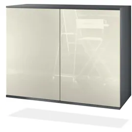Vladon Skadu 92,5 x 73,5 x 35 cm Anthrazit matt / Creme Hochglanz