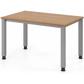 Hammerbacher Schreibtisch nussbaum rechteckig, 4-Fuß-Gestell silber 120,0 x 80,0 cm