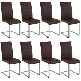 Tectake tectake® Schwingstühle Kunstleder 8er Setbraun