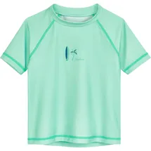 Playshoes Unisex Kinder Badeshirt Rash-Guard-Shirt, Mint Surfbrett, 74-80