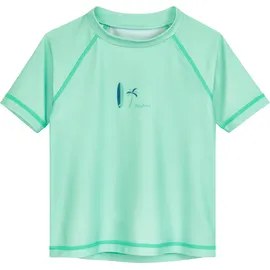Playshoes Unisex Kinder Badeshirt Rash-Guard-Shirt, Mint Surfbrett, 74-80