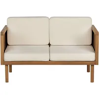 Beliani 2-Sitzer Loungesofa Akazienholz Hellbraun Auflagen Beige Rustikal Modern Outdoor Terrasse Garten Balkon Möbel Außenbereich