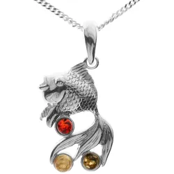Kette mit Anhänger OSTSEE-SCHMUCK "Ostsee-Schmuck Kette mit Anhänger Fisch Kette mit Anhänger Fisch" Gr. 45, silber (silberfarben), Halsketten, Damen, 45cm, Silber 925 (Sterlingsilber), L: 42cm