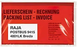 RAJA Selbstklebend Dokumententaschen DL PE (Polyethylen), Silikonpapier Rot, Transparent 23 (B) x 13 (H) cm 1000 Stück