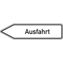Schild I Wegweiser Ausfahrt, linksweisend, Aluminium RA0, reflektierend, 1400x350mm, DIN 67520