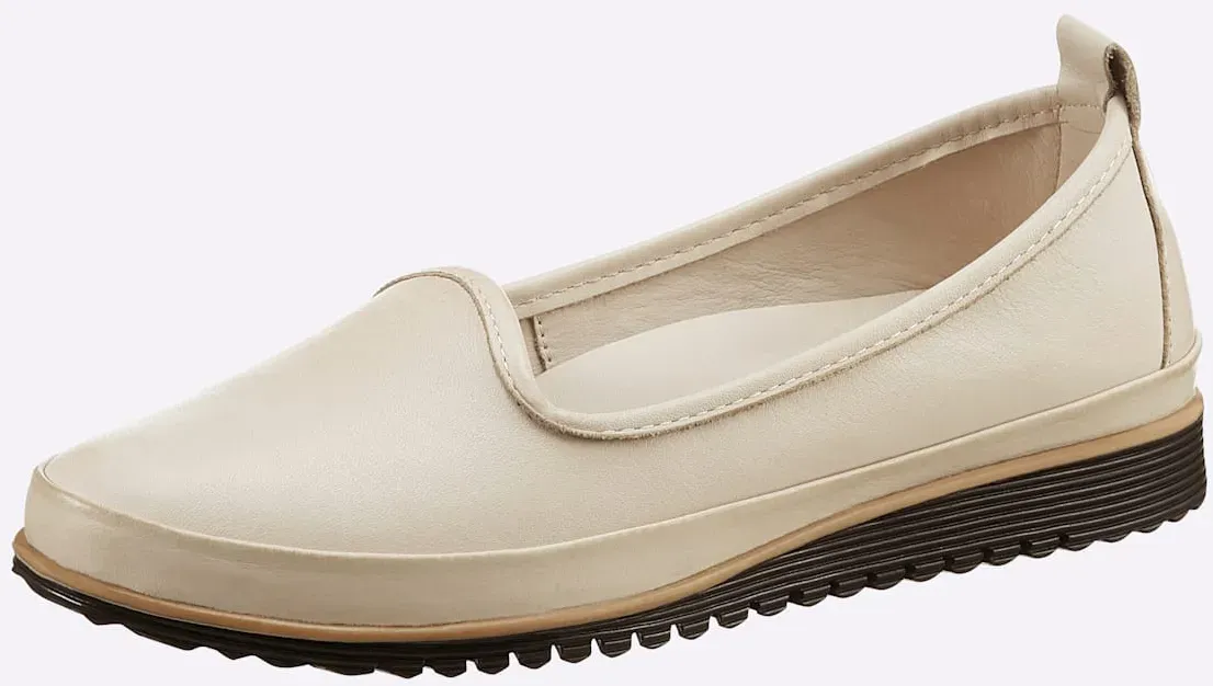 Slipper ANDREA CONTI, Damen, Gr. 42, beige (ecru), Glattleder, Leder, Schuhe Slipper