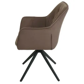 Mendler 2er-Set Esszimmerstuhl HWC-L80, Küchenstuhl Polsterstuhl Stuhl mit Armlehne, drehbar, Metall Stoff/Textil ~ braun