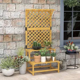Outsunny Pflanzentreppe 75 x 50 x 166 cm Gelb
