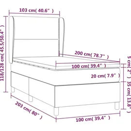 vidaXL Boxspringbett 100 x 200 cm Hellgrau