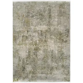 OCI DIE TEPPICHMARKE Teppich OCI DIE TEPPICHMARKE "BESTSELLER CAVA", grün (grün, grau), B:200cm H:8mm L:250cm, Kunstfaser, Viskose, Teppiche, Teppich, Glanz Viskose, mit Fransen, Hoch Tief Struktur, Vintage, Wohnzimmer