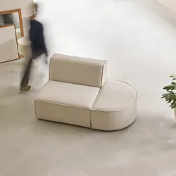 Lounge-Modulsessel Dario mit beigefarbenem Stoffbezug
