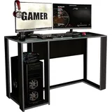 Hti-Living Gamer Schreibtisch Schwarz/Silber