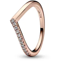 Pandora Timeless Wishbone Halb Funkelnder Ring mit 14 Karat rosévergoldeter Metalllegierung und Cubic Zirkonia Timeless Collection, Größe 52,