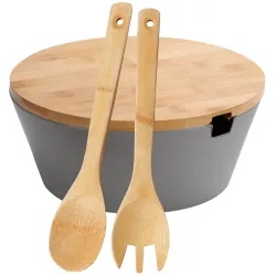 Kesper Obst- & Salatschale mit Besteck 32600 , Maße (H x B x T): 16 x 21 x 21 mm