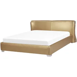 Bett mit Lattenrost Echtleder PARIS 180 x 200 cm Gold