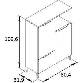 Schildmeyer Midischrank Smilla Pistazie eiche Landhaus, Nachbildung B/H/T: ca. 80.4x109.6x31.9 cm, - Pistazie, Eiche