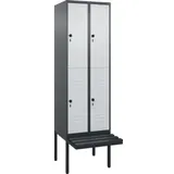 C+P Doppelstock-Spind Classic PLUS, Bank, 2 Abteile, 2120x600x815mm, 7016/7035 Verschluss Sicherheits-Drehriegel Sitzbanktyp auskragend Material Sitzfläche Kunststoff