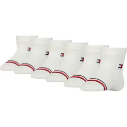 Socken TOMMY HILFIGER "TH BABY SOCK 6P ECOM", Damen, Gr. 23-26, weiß, Materialmix, unifarben mit Farbeinsatz, gestreift, Socken, mit ikonischen Streifenakzenten