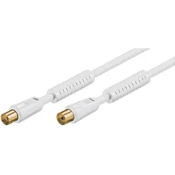 Antennen Anschlusskabel, 4-Fach geschirmt, >110dB, IEC/Koax-Stecker  IEC/Koax-Buchse weiß - Länge: 10,00 m