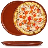 Annastore Pizzateller aus Ton Mittelalter-Geschirr Servierplatte aus Ton Ø 32 cm, (2 St)