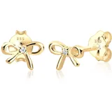 Elli DIAMONDS Ohrstecker Schleife Diamant 0,005 ct Gelbgold 585 onesize