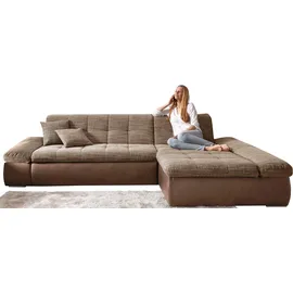 DOMO collection Ecksofa Cord 3-Sitzer Beige/Braun