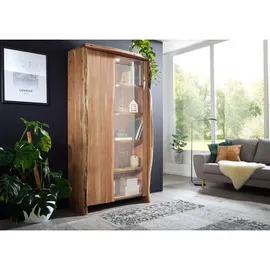 Massivmoebel24 Vitrine Akazie 105 x 45 x 204 cm Beige