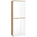 Vito Büroschrank CLYDE, 75 x 197 cm - 4 Türen - Mauvella Eiche Dekor Weiß supermatt