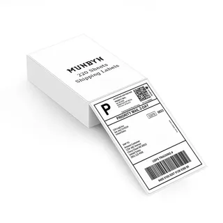 MUNBYN 102x152mm Thermodirekt Etiketten, 220 Etiketten/Stapel, DHL Etiketten gefaltetes Versandetikettenpapier für Thermodrucker, permanent haftende Versandetiketten für Versandpakete 4x6 Zoll