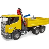 Bruder 03551 - Scania Super 560R Baustellen-LKW mit Kran und 2 Paletten mehrfarbig 1:16