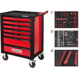 KS Tools Werkstattwagen Stahlblech 7 Schubladen schwarz/rot