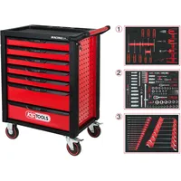 KS Tools Werkstattwagen Stahlblech 7 Schubladen schwarz/rot