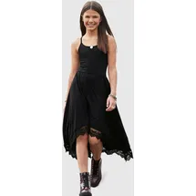 Kidsworld Jerseykleid "- Spaghettikleide aus Viskose", Mädchen, Gr. 164/170, N-Gr, schwarz, Jersey, Obermaterial: 95% Viskose, 5% Elasthan. Spitze: 100% Baumwolle, unifarben, ausgestellt knieumspielend, Rundhals, Kleider Jerseykleid, knieumspielende Länge