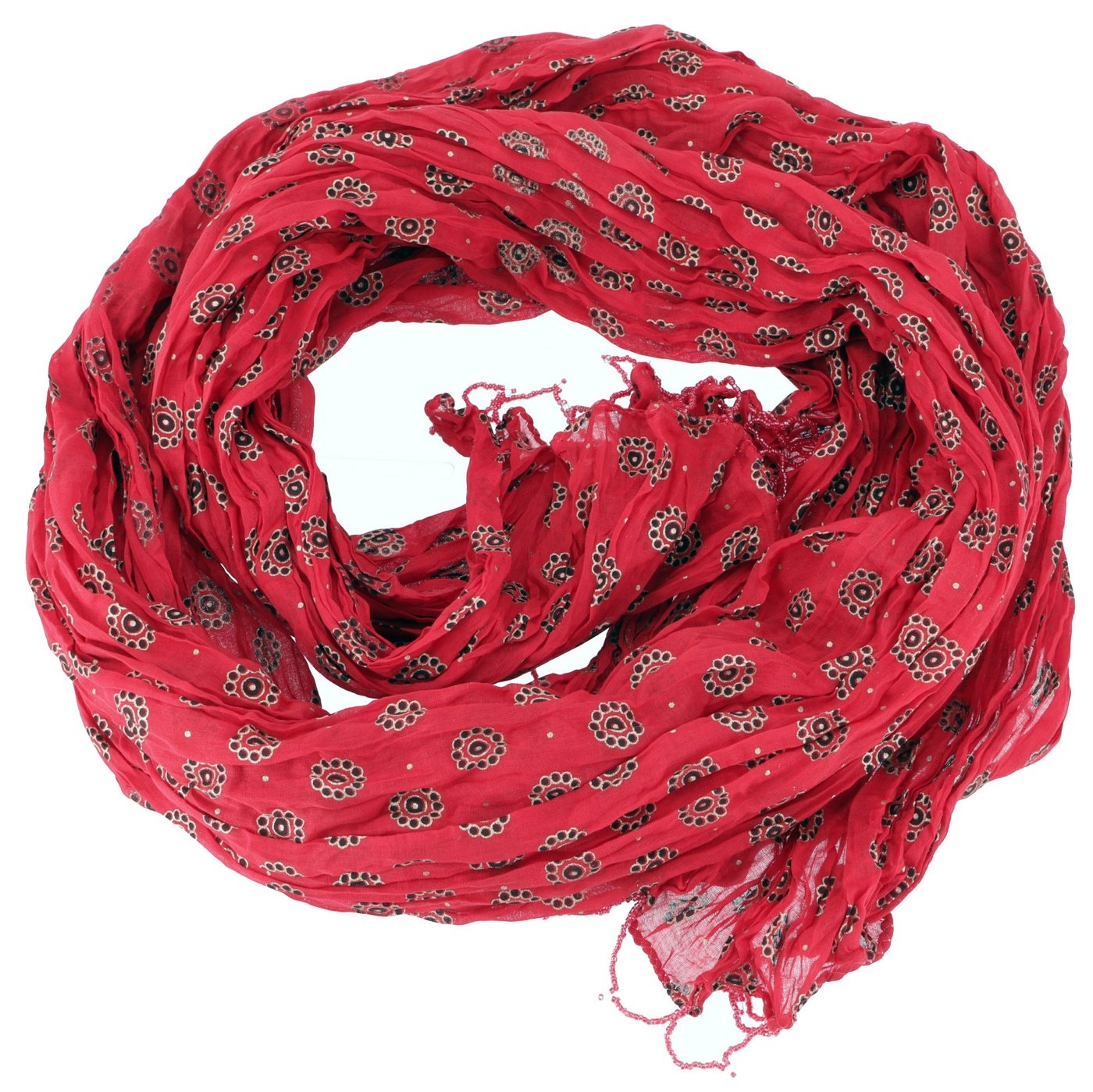 Guru-Shop Sarong Indisches Baumwolltuch, leichter Schal mit.. rot|schwarz 190 cm