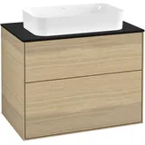Villeroy & Boch V&B Waschtischunterschrank Finion 80x60,3cm, Abd.-Pl. bla matt, Oak Veneer