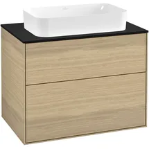 Villeroy & Boch V&B Waschtischunterschrank Finion 80x60,3cm, Abd.-Pl. bla matt, Oak Veneer