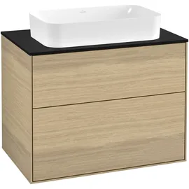 Villeroy & Boch V&B Waschtischunterschrank Finion 80x60,3cm, Abd.-Pl. bla matt, Oak Veneer