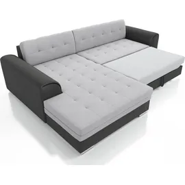 Fun Möbel Couchgarnitur SARRA Weiss mit Schlaffunktion Ottomane Rechts