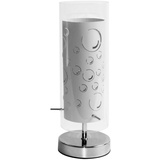 ETC Shop Tischleuchte Glas weiß Nachttischleuchte Schlafzimmer Tischlampe Glasschirm, Metall, Motiv Luftblasen, 1x E14 Fassung, DxH 12x34 cm